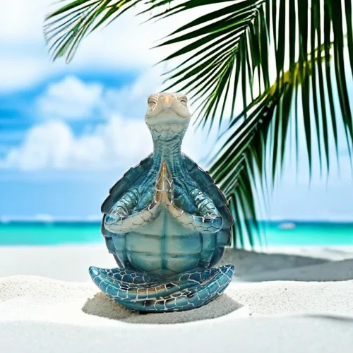 Miniatura 2 de VVGIFTS Decoración de Yoga y Meditación de Tortuga Marina, Figura de Jardín de Tortuga Marina Meditando Decoraciones de Playa Costera, Estatua