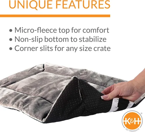 Miniatura 3 de K&H Pet Products Almohadilla Autocalentable para Jaula de Perro, Mediano Colchoneta Autocalentada para Cama de Perro y Gato, Portátil, Lavable a Gris