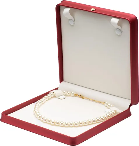 Miniatura 6 de Cadena larga de perlas PU collar caja de regalo vitrina soporte de almacenamiento (rojo)