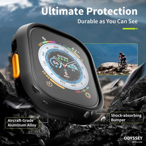 Miniatura 3 de SwitchEasy Odyssey - Funda de aluminio de grado aeronáutico para Apple Watch Series 9/8/7 de 1.614 in, con parachoques interior que absorbe los Azul