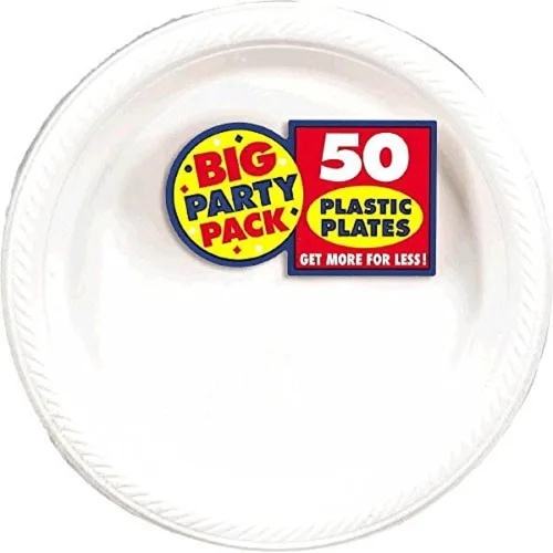Miniatura 4 de Platos redondos de plástico desechables de color rosa brillante, 10.25 pulgadas (paquete de 50), vajilla resistente para fiestas, eventos y uso