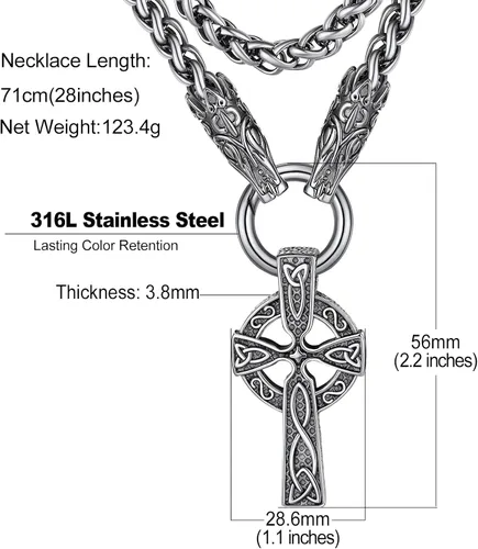 Miniatura 6 de Bandmax Stainless Steel Celtic Cross Necklace for Men Women, Irish Knot Prayer Charm Necklace Serenity Crucifix Jewelry