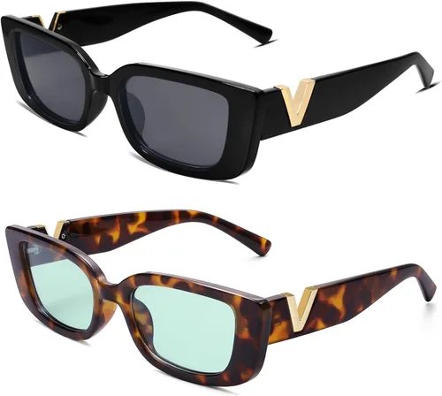 Miniatura 6 de Allarallvr Lentes de sol rectangulares para mujer, estilo retro de los años 90, Y2K, clásicos, vintage, cuadrados, AR82037