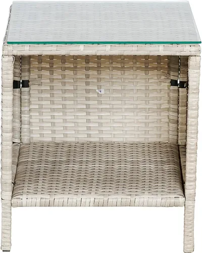 Miniatura 7 de BTEXPERT Juego de 3 piezas de mimbre al aire libre, juego de bistró para jardín, patio, porche, muebles de ratán PE para ahorrar espacio, 2 sillas