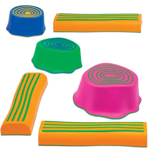 Miniatura 2 de edxeducation-63093 - Step-A-Trail - Troncos y tocones - Carrera de obstáculos de 6 piezas para niños - Coordinación de construcción - Juego físico e