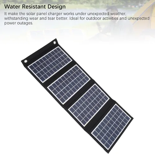 Miniatura 9 de Panel solar portátil, cargador de panel solar plegable de 30 W 5 V con salidas USB duales, panel solar a prueba de agua de 4 pliegues con 2 ganchos