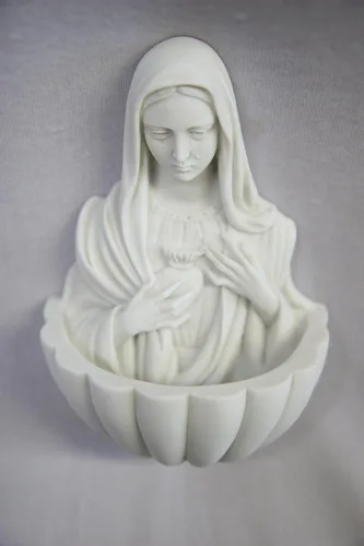 Miniatura 2 de Vittoria Collection 5 1/4" Fuente de agua bendita virgen maría virgen religiosa escultura católica colgante de pared estatua hecha en Italia
