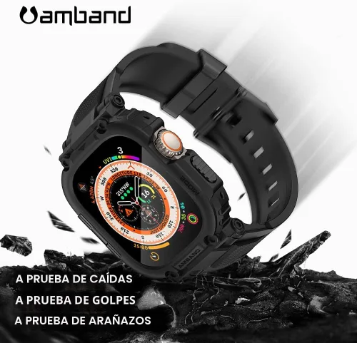 Miniatura 4 de amBand - Carcasa de Correas con Protector de Pantalla Compatible con Apple Watch Ultra 3/2/1 49mm para Hombres, Serie Deportiva M1 Funda Resistente
