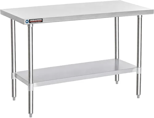 Miniatura 21 de DuraSteel Carrito de acero inoxidable NSF de 30 x 72 pulgadas, mesa de preparación de alimentos resistente con estante inferior, isla de cocina