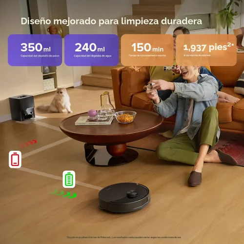Miniatura 9 de roborock Robot aspirador y trapeador Q10 S5+, succión de 10,000 Pa, mejorado desde Q8 max+, 70 días de autovaciado, evita obstáculos, trapeador
