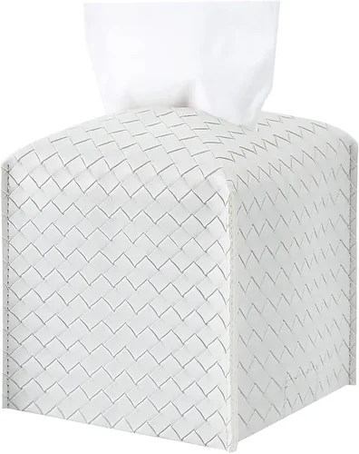 Miniatura 15 de Funda para caja de pañuelos de piel sintética, estuche cuadrado para pañuelos faciales, dispensador de papel facial para baño, encimera de tocador