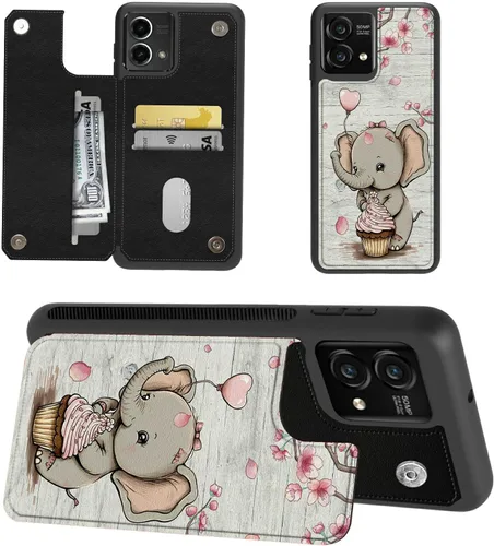 Miniatura 19 de Funda tipo cartera para Moto G Stylus 5G 2023 con soporte para tarjetas, bloqueo RFID, piel sintética, función atril, cierre magnético, funda