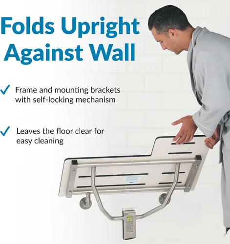 Miniatura 4 de Bobrick - Asiento de ducha plegable reversible, color blanco/acero inoxidable