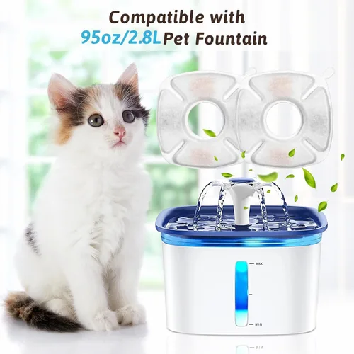 Miniatura 3 de 8 piezas de filtros de repuesto para fuente de gato, 4 paquetes de filtros de repuesto para fuente de agua para gatos con 4 paquetes de esponjas