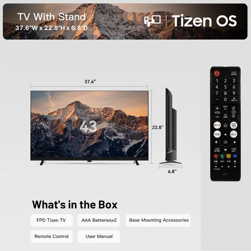 Miniatura 8 de FPD Smart TV de 43 pulgadas, televisión FHD de 1080p alimentado por Tizen OS compatible con Samsung TV Plus, Dolby Audio, HDR 10, SmartThings