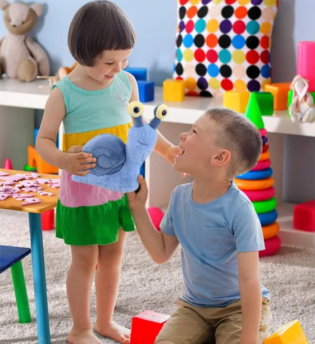 Miniatura 6 de DolliBu Caracol de peluche – Caracol azul de ojos grandes y abrazable, adorable juguete de peluche para jugar, lindo regalo de vida silvestre