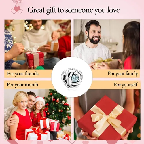Miniatura 7 de VALGACLS Dijes de plata de ley 925 con forma de corazón de amor para pulsera collar dije de feliz cumpleaños dije de círculo de eternidad