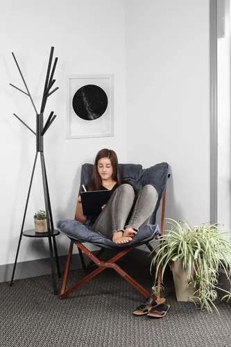 Miniatura 2 de Zenithen Silla plegable portátil plegable de madera para interiores, perfecta para dormitorios, dormitorios y salas de estar, uso para descansar
