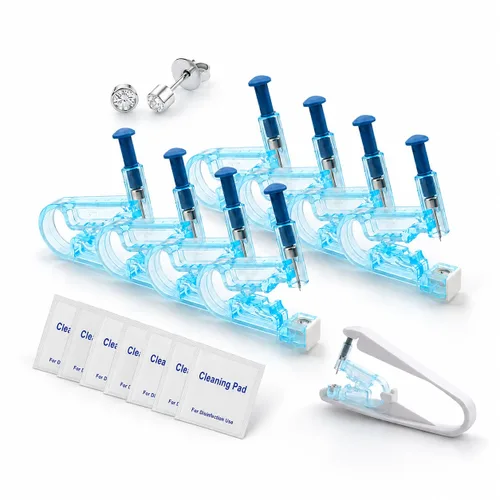 Kit de perforación de oreja, 8 piezas desechables de 0.157 pulgadas (0.157 in) con aretes de oreja y 1 herramienta de perforación para pistola de