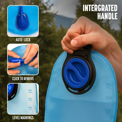Miniatura 4 de Bolsa de agua grande de 4L XL (1 galón) Bolsa de depósito de hidratación resistente (V2 2026), apertura de boca ancha fácil de llenar, tubo a prueba