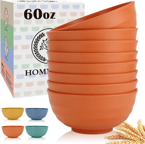 Miniatura 23 de Homienly Juego de 6 boles irrompibles de fibra de paja de trigo, aptos para microondas y lavavajillas, alternativa reutilizable a los boles