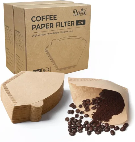 Miniatura 9 de PakTalk 300 unidades de filtros de café en cono #4, filtros de café de papel marrón natural de 4 conos para café de filtro y cafetera de goteo