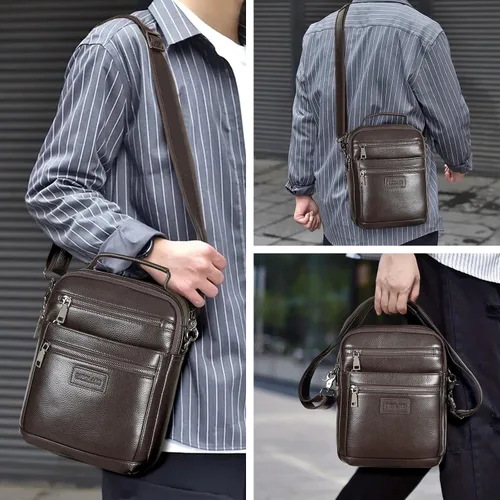 Miniatura 2 de Polare - Bolso de mensajero de cuero italiano de grano completo, estilo vintage, bolso cruzado al hombro, estilo casual, bolso de negocios