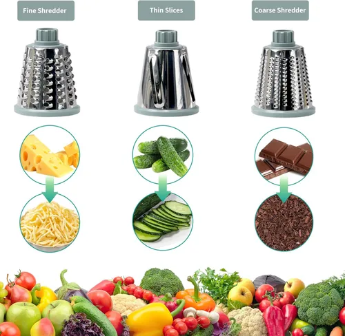 Miniatura 3 de Rallador de queso con asa, rallador de queso giratorio manual multifuncional - rallador de queso corta fácilmente zanahorias, papas, verduras y Gris