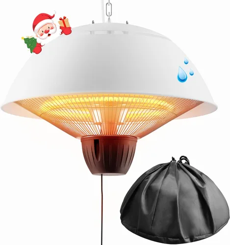 Miniatura 9 de Calentador eléctrico para exteriores, calentador de patio infrarrojo colgante de 1500 W para uso al aire libre, calentador eléctrico impermeable