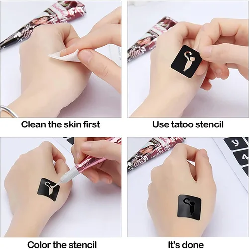 Miniatura 5 de Plantillas temporales de tatuaje para mujeres, niñas y niños, más de 410 piezas, kit de plantillas de tatuaje de henna, plantillas temporales