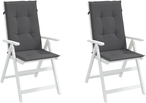 Cojines para silla de jardín con respaldo alto, 2 piezas, color antracita, 47.2 x 19.7 x 1.2 pulgadas, cojines de tela para sillas de comedor,