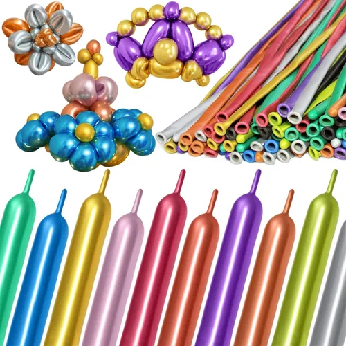 Miniatura 27 de Globos largos transparentes para animales, 260 globos gruesos de látex delgado para modelado de arco, payaso mágico, decoración de cumpleaños, boda