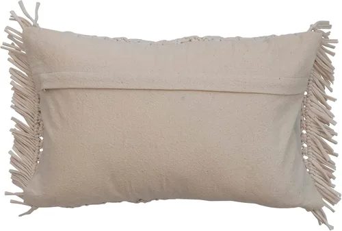 Miniatura 4 de Creative Co-Op Boho - Almohada lumbar de algodón tejido a mano con flecos, color marfil