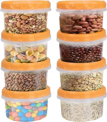 Miniatura 12 de Jucaifu 8 onzas recipientes reutilizables pequeños de plástico para almacenamiento en el congelador con tapa de rosca para snacks y almuerzos