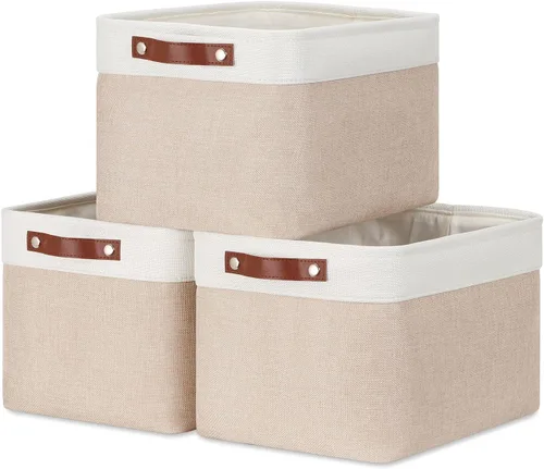 Miniatura 24 de DULLEMELO Juego de 4 cubos de almacenamiento, cesta de almacenamiento de tela para estantes, armario, cuarto del bebé, almacenamiento de juguetes