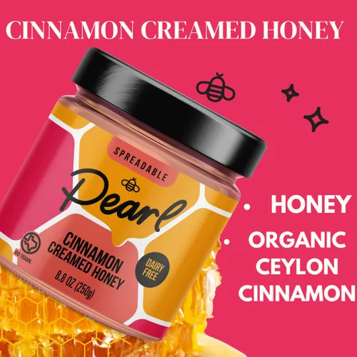 Miniatura 4 de Pearl Honey Spreads - Miel cruda en crema orgánica con sabor a canela - Sin químicos, sin lácteos, sin soja y 100% con sabor natural Tarro de 8.8