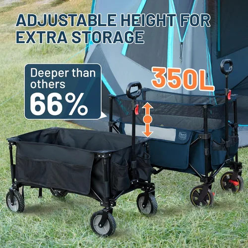 Miniatura 2 de Timber Ridge 350L Carro de Carga Plegable Extra Grande con Freno, Carros de Utilidad Plegables para Acampada al Aire Libre de Alta Resistencia