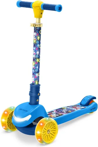Miniatura 10 de Jetson Character Kids Kick Scooter, luces LED en vástago y ruedas iluminadas, marco ligero, manubrio ajustable en altura, sistema de inclinación