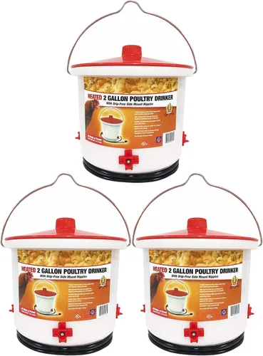 Miniatura 10 de Farm Innovators - Paquete de 2 bebederos térmicos para pollo, cubo para bebedero para aves de corral, 2 galones