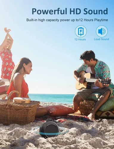 Miniatura 5 de Kunodi - Bocina Bluetooth resistente al agua, para exteriores, minibocina de viaje inalámbrica y portátil para ducha con subwoofer, graves Negro