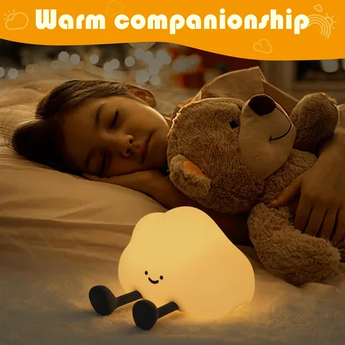 Miniatura 6 de YISUN Luz nocturna de nube, bonita luz nocturna de silicona para bebé pequeño, lámpara LED recargable para cuarto de bebé con temporizador, 3