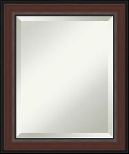 Amanti Art Espejo de baño marrón para sobre el fregadero, espejo rectangular de tocador rectangular de nogal Harvard de 25 x 21 pulgadas, marco