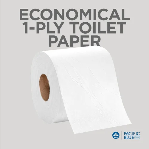 Miniatura 5 de Papel higiénico Pacific Blue Basic de 1 capa (anteriormente con la marca Envision), 14448/01, 1,500 hojas por rollo, 48 rollos por caja