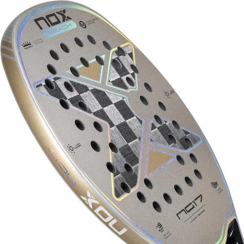 Miniatura 7 de Raqueta de tenis de playa NG17 Luxury 2023 Pala de tenis de playa de alto rendimiento Carbono aluminizado de 18 quilates con núcleo de EVA negro