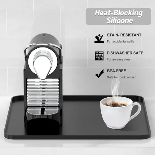 Miniatura 5 de Garolue Tapete de silicona para café, 16 x 16 pulgadas, impermeable, tapete de bar resistente al calor para accesorios de estación de máquina