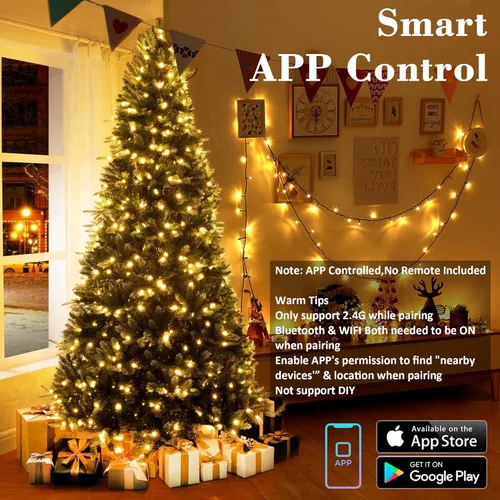 Miniatura 3 de Brizled Luces de Navidad inteligentes, 66 pies, 200 luces LED que cambian de color, aplicación y control de voz, luces de árbol de Navidad Blanco