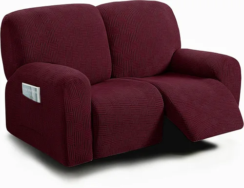 Miniatura 17 de ULTICOR - Juego de 8 fundas para sofá reclinable de jacquard, fundas para sofá reclinable elásticas para 3 cojines, gruesas, suaves, lavables Gris