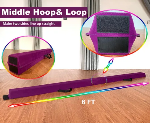 Miniatura 3 de MARFULA Viga de Gimnasia Plegable de 6 PIES / 8 PIES / 9 PIES Viga de Equilibrio de Espuma para Suelo - Extra Firme - Cubierta de Gamuza - Parte