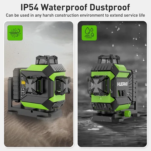 Miniatura 9 de Huepar Nivel láser 3 x 360 Láser autonivelante de línea cruzada Láser láser 3D verde con modo de pulso Herramienta láser de alineación con batería