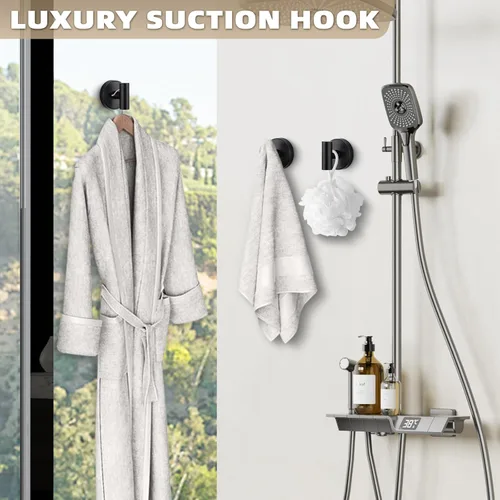 Miniatura 5 de Ganchos de ventosa para ducha - Ganchos reutilizables para baño para toallas, batas y esponjas - Montaje sin taladro en cocina, paredes, metal